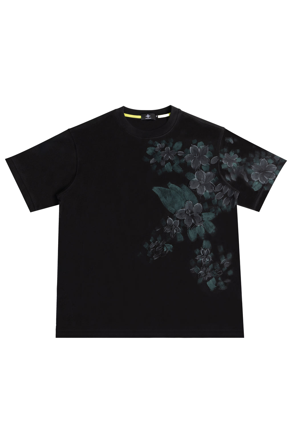 SAMPAGUITA HAND PAINTED TEE - OBSIDIAN