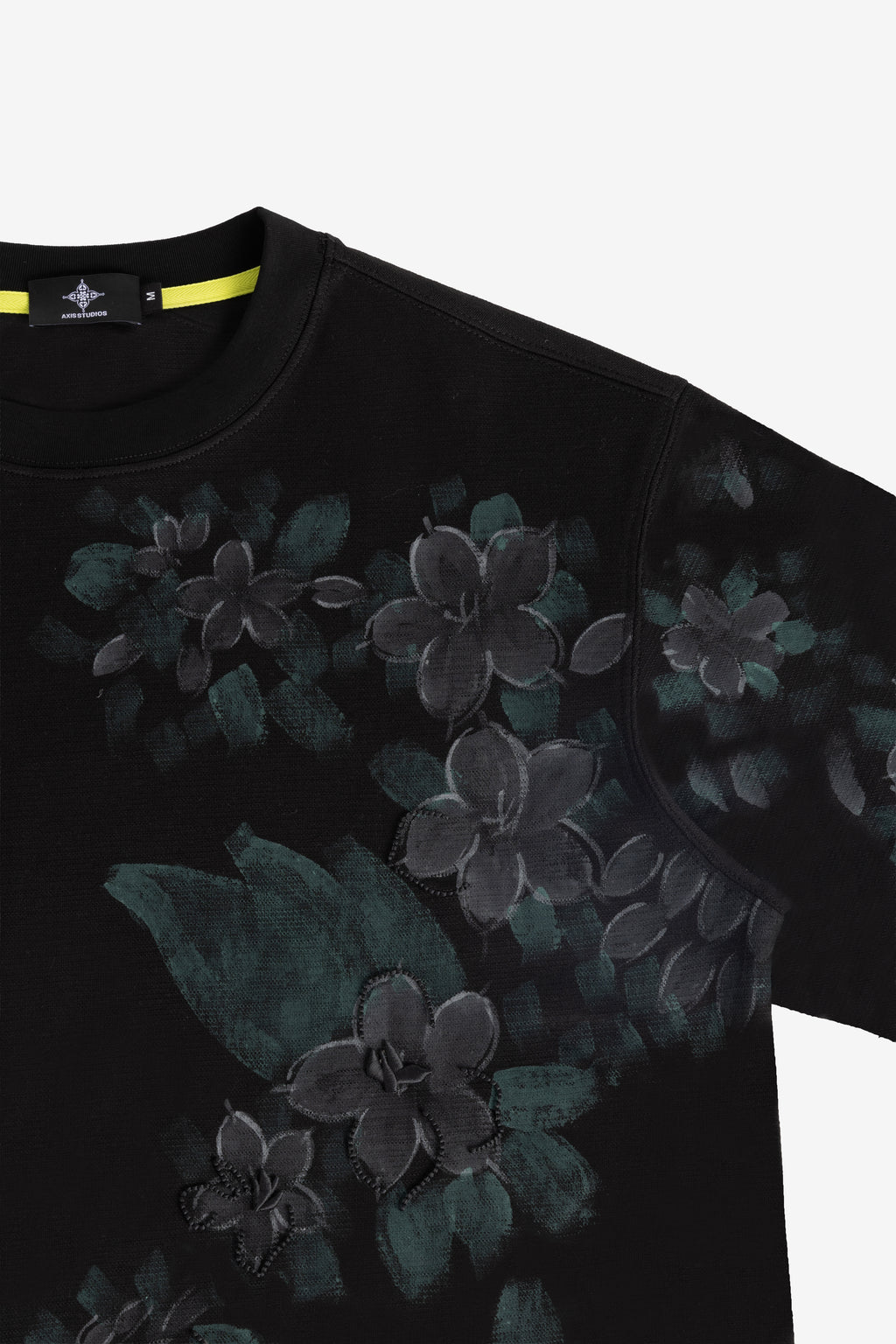 SAMPAGUITA HAND PAINTED TEE - OBSIDIAN