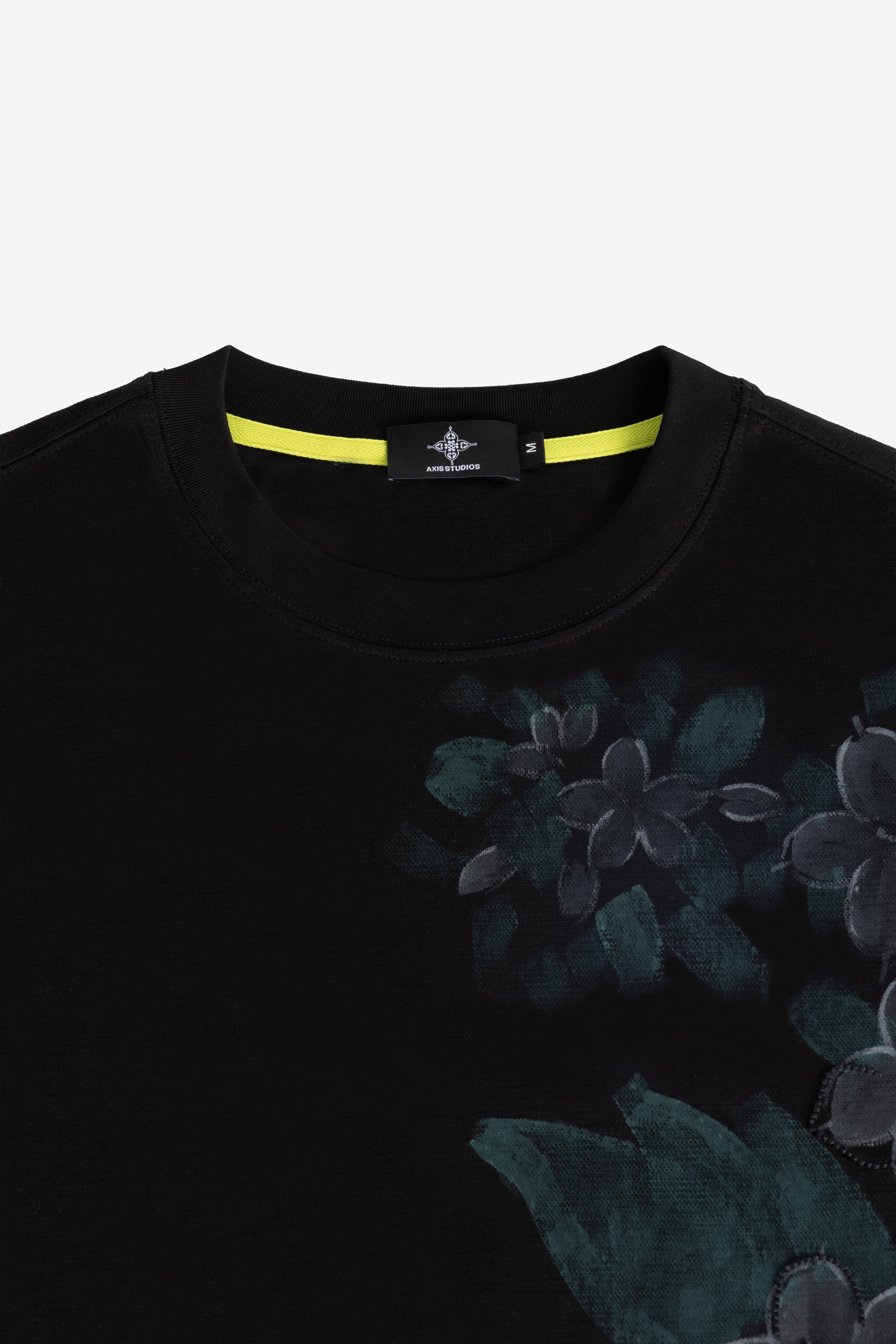 SAMPAGUITA HAND PAINTED TEE - OBSIDIAN