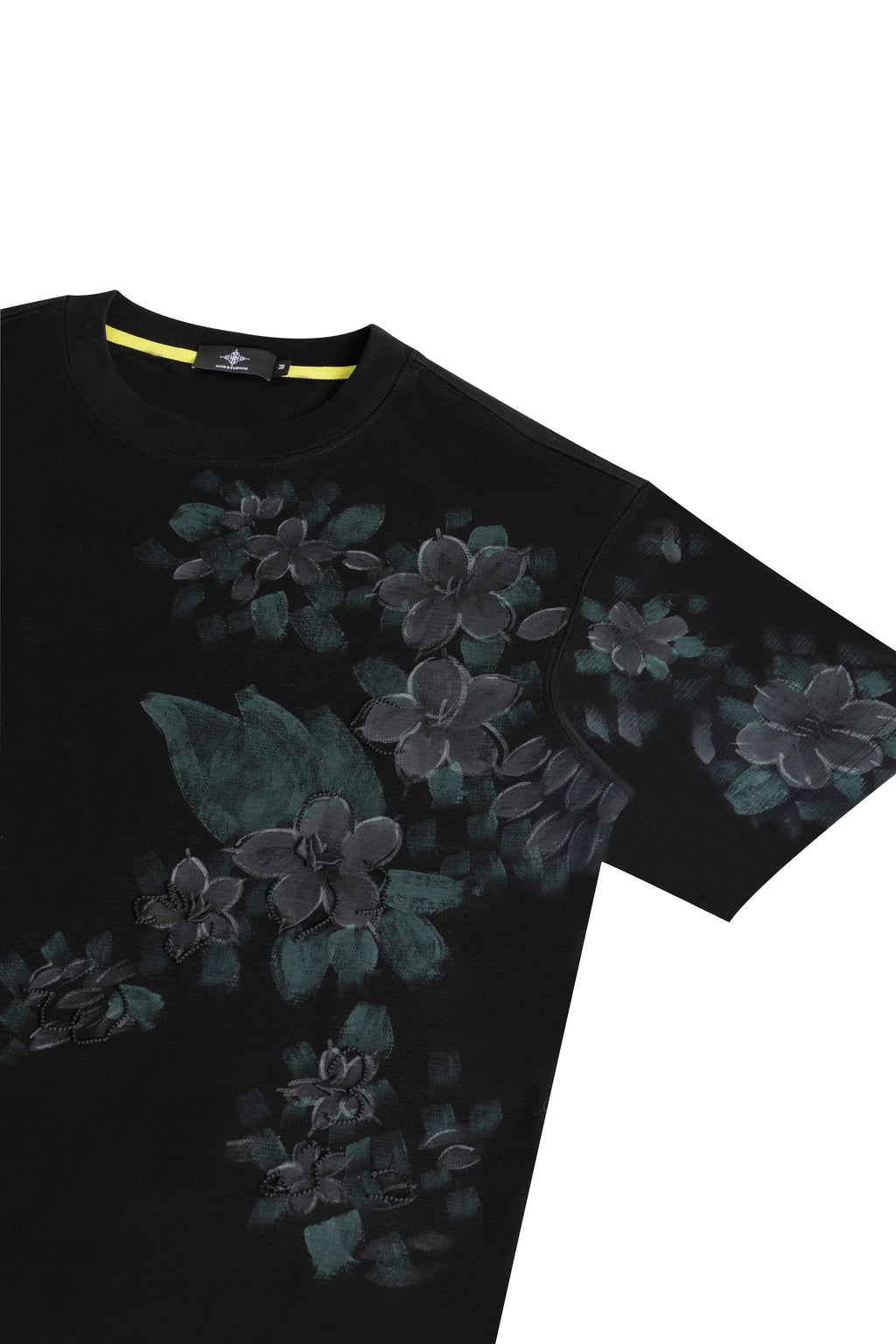 SAMPAGUITA HAND PAINTED TEE - OBSIDIAN
