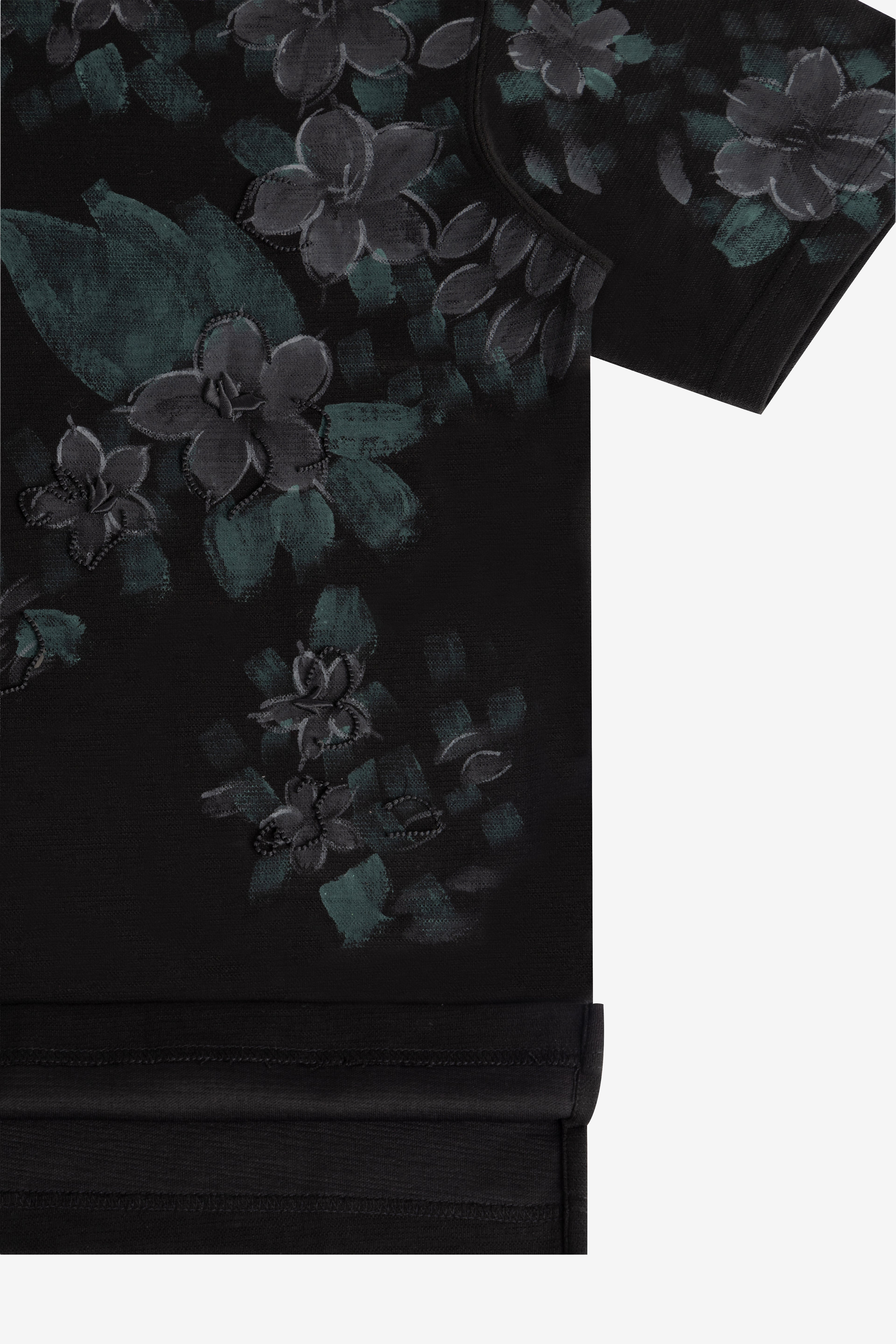 SAMPAGUITA HAND PAINTED TEE - OBSIDIAN