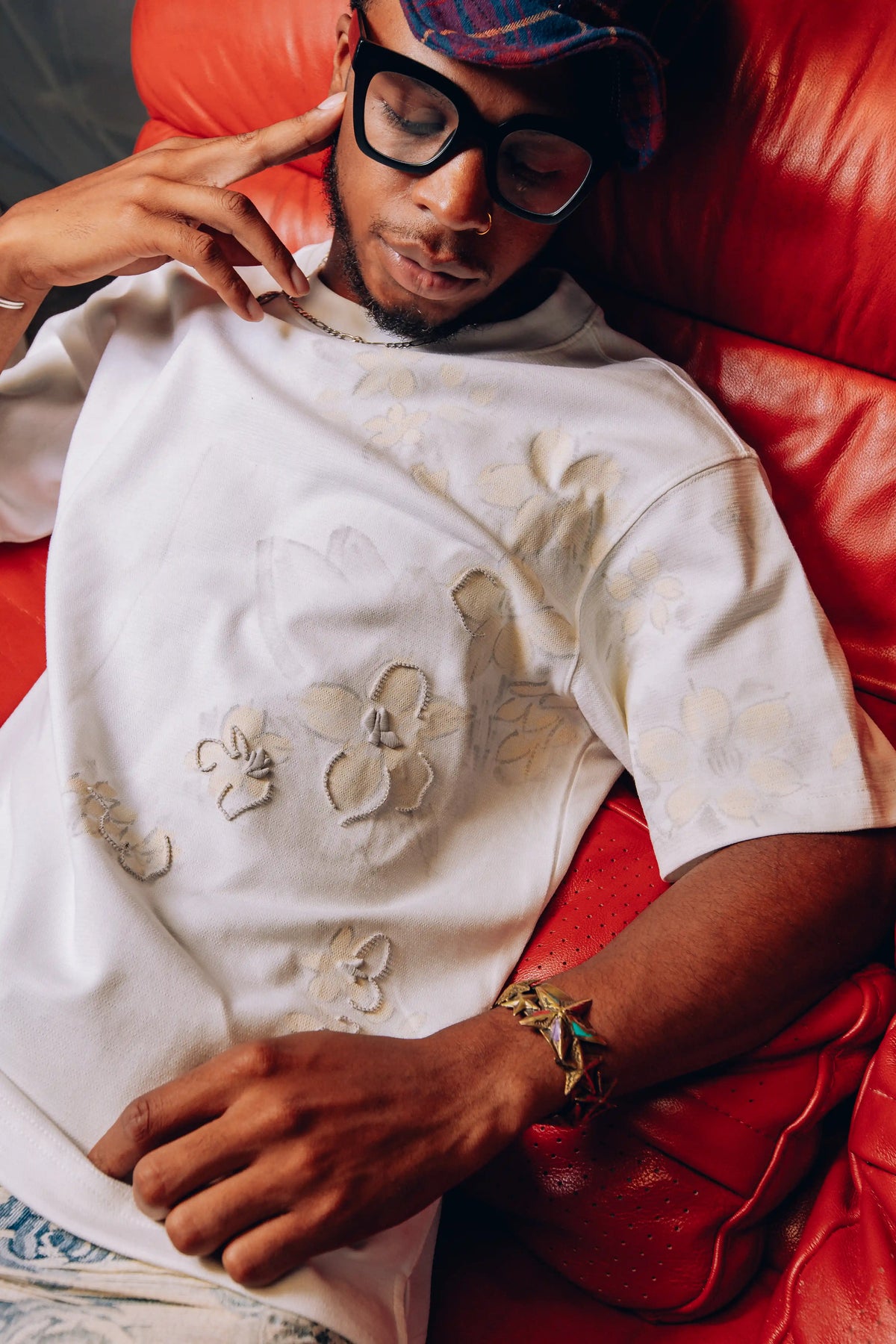 SAMPAGUITA HAND PAINTED TEE - PEARL