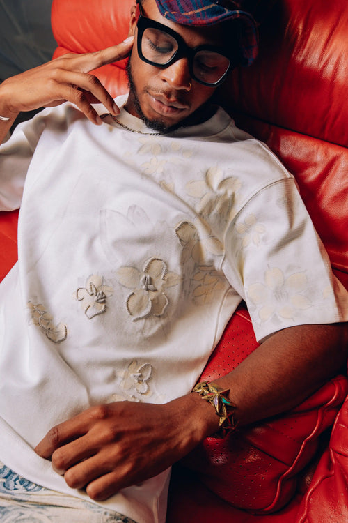 SAMPAGUITA HAND PAINTED TEE - PEARL