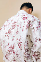 CHRYSANTHEMUM EMBROIDERED WHITE DENIM JACKET — SET PIECE