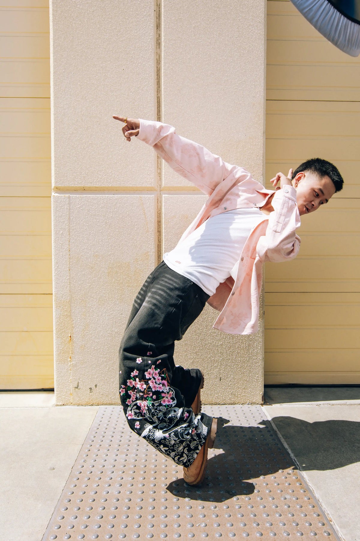 PINK CAMELLIA JACQUARD DENIM SHIRT