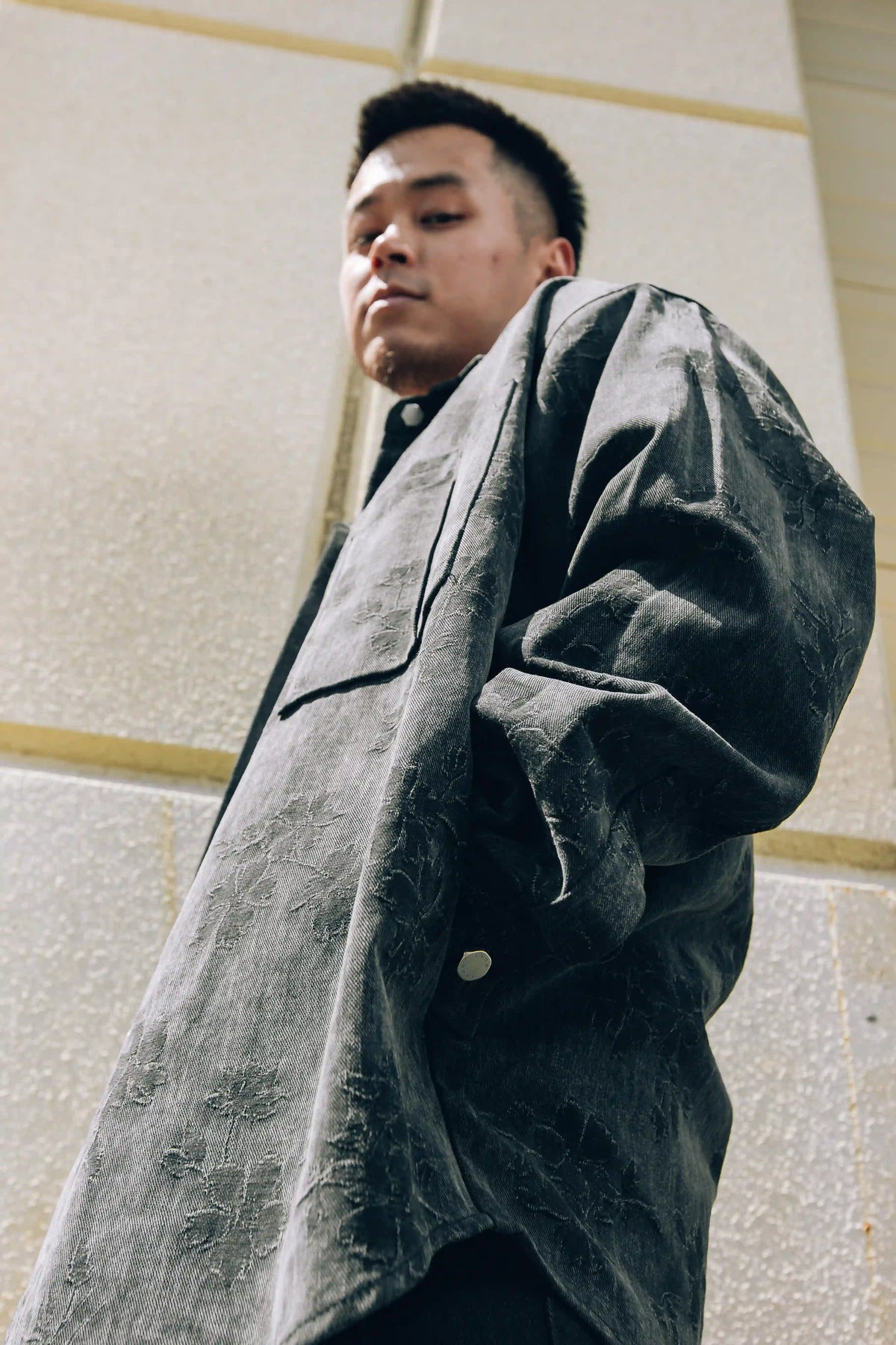BLACK CAMELLIA JACQUARD DENIM SHIRT