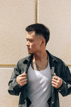 BLACK CAMELLIA JACQUARD DENIM SHIRT