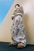 CHRYSANTHEMUM EMBROIDERED WHITE DENIM JEANS — SET PIECE
