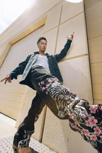 TIGER BLOSSOM EMBROIDERED BAGGY DENIM