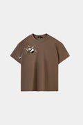 AXIS Studios Bamboo Panda Tee in clay brown with panda embroidery, white background.