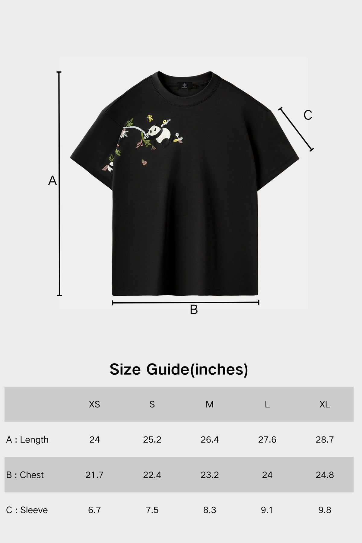 BAMBOO PANDA TEE - OBSIDIAN