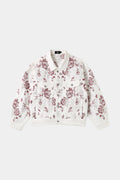 CHRYSANTHEMUM EMBROIDERED WHITE DENIM JACKET — SET PIECE