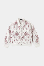 CHRYSANTHEMUM EMBROIDERED WHITE DENIM JACKET — SET PIECE