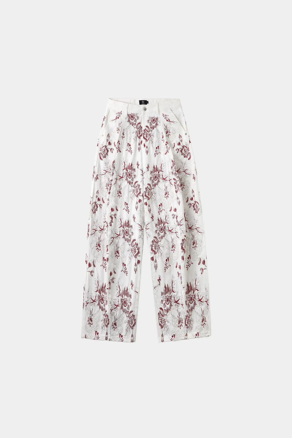 CHRYSANTHEMUM EMBROIDERED WHITE DENIM JEANS — SET PIECE