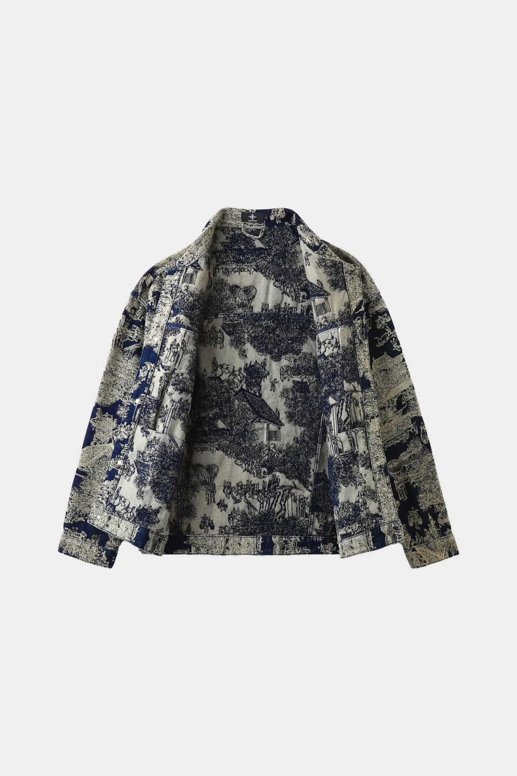 AXIS STUDIOS Denim jacket embroidered with the Qingming Scroll