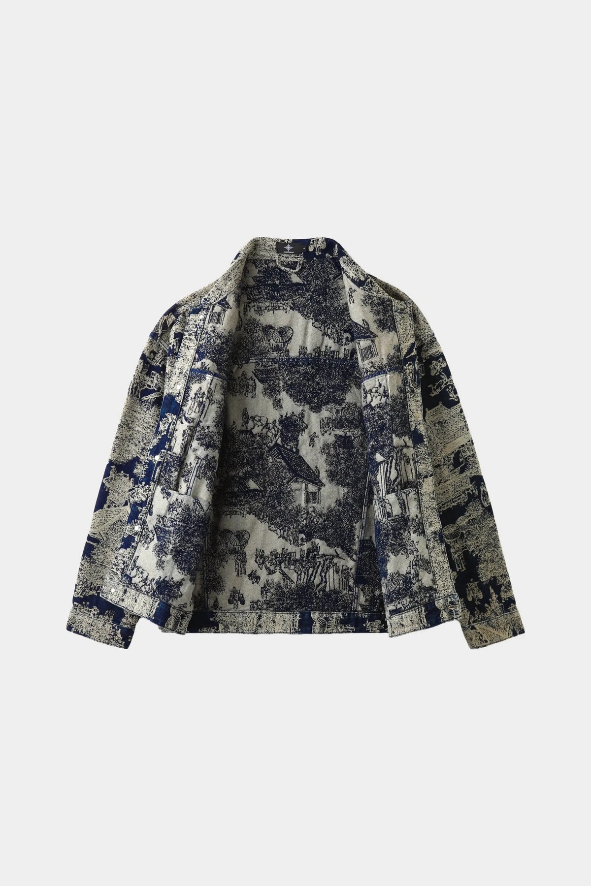 AXIS STUDIOS Denim jacket embroidered with the Qingming Scroll