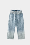 AXIS Studios paisley jacquard denim jeans, light blue, wide-leg, white background.
AXIS Studios 
