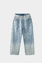 AXIS Studios paisley jacquard denim jeans, light blue, wide-leg, white background.
AXIS Studios 