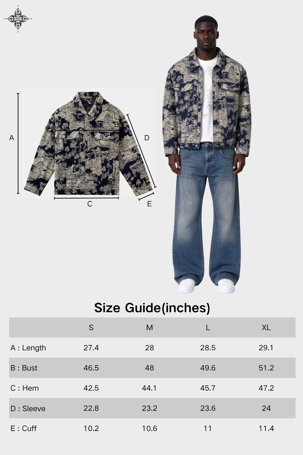 JACQUARD TAPESTRY DENIM TRUCKER JACKET