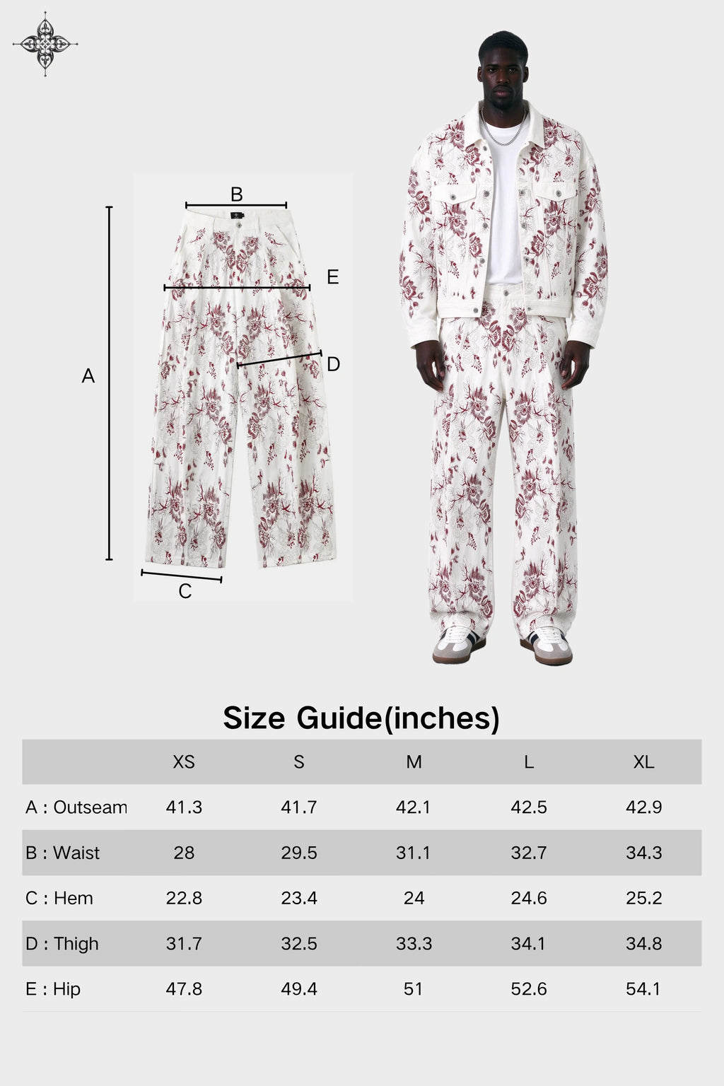 CHRYSANTHEMUM EMBROIDERED WHITE DENIM JEANS — SET PIECE