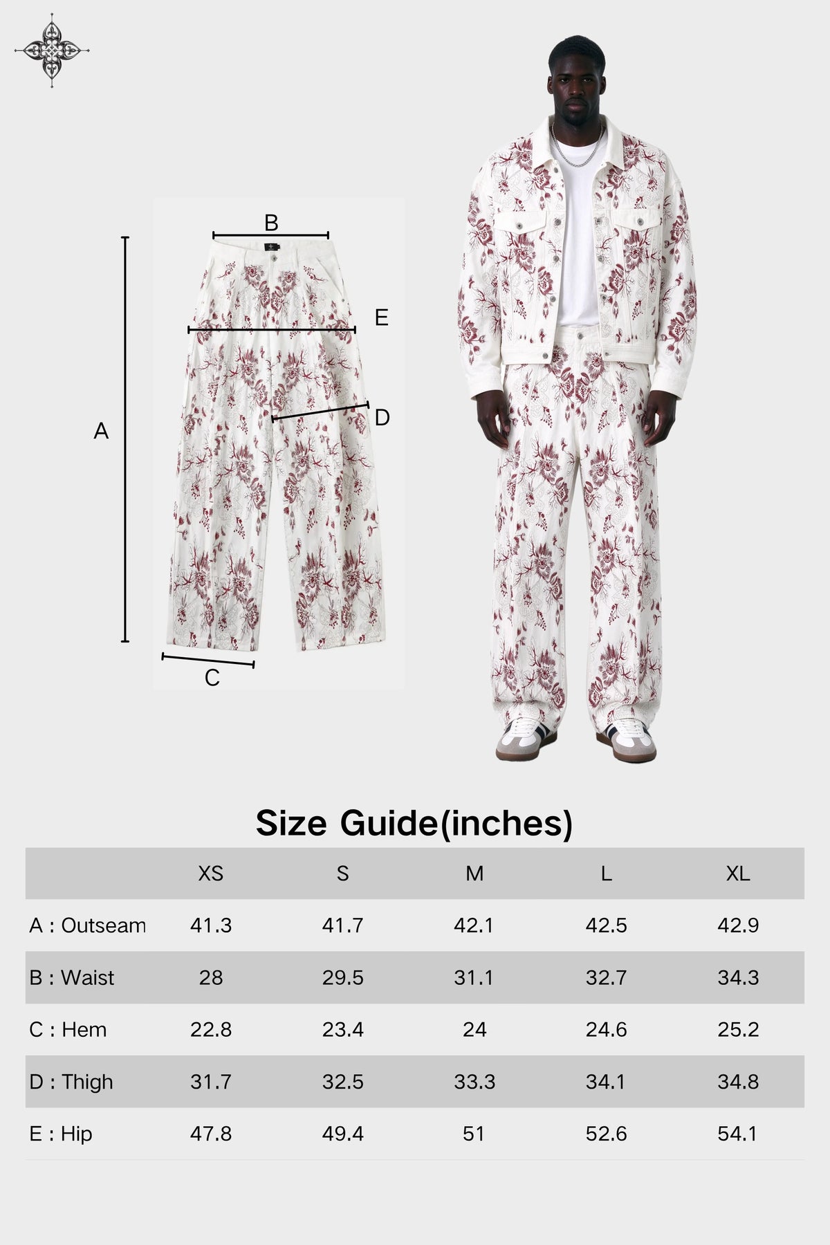 CHRYSANTHEMUM EMBROIDERED WHITE DENIM JEANS — SET PIECE