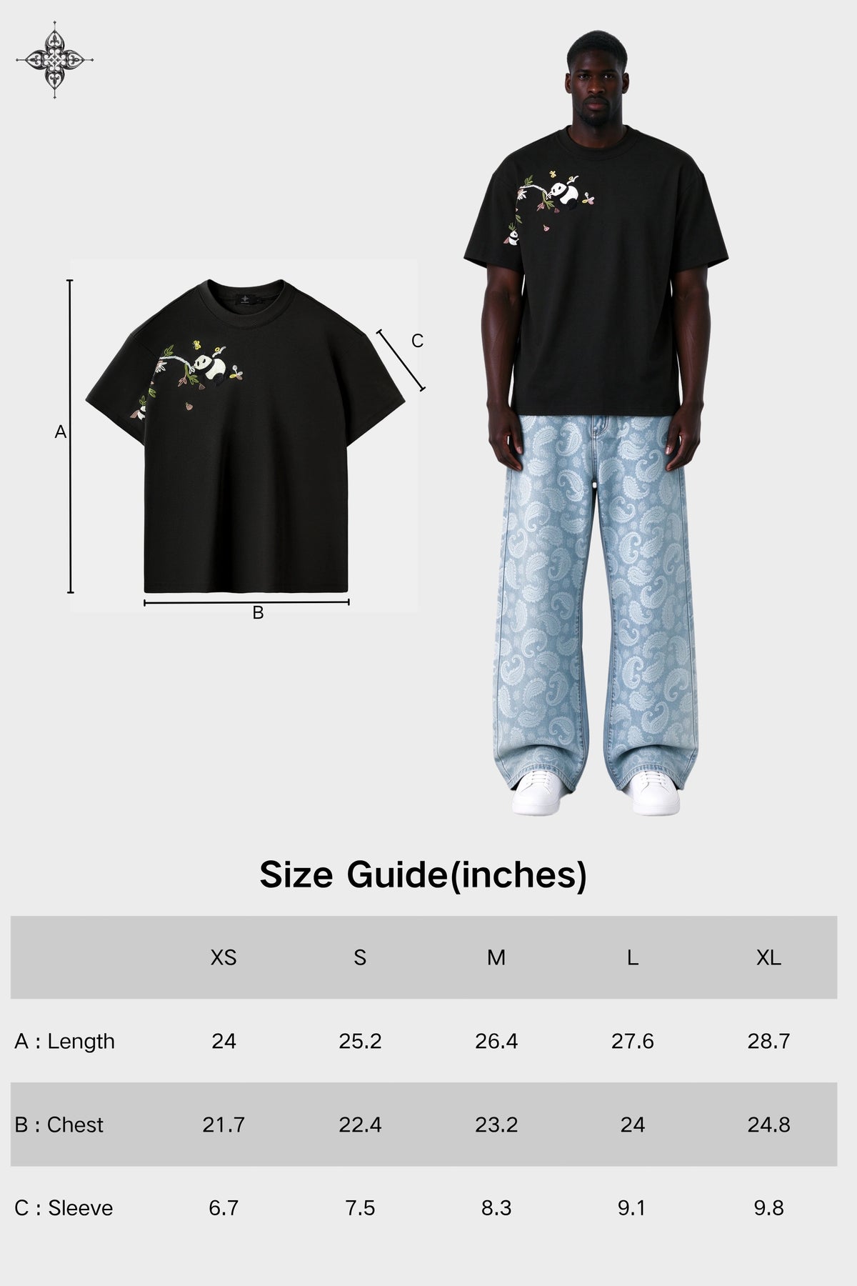 BAMBOO PANDA TEE - OBSIDIAN