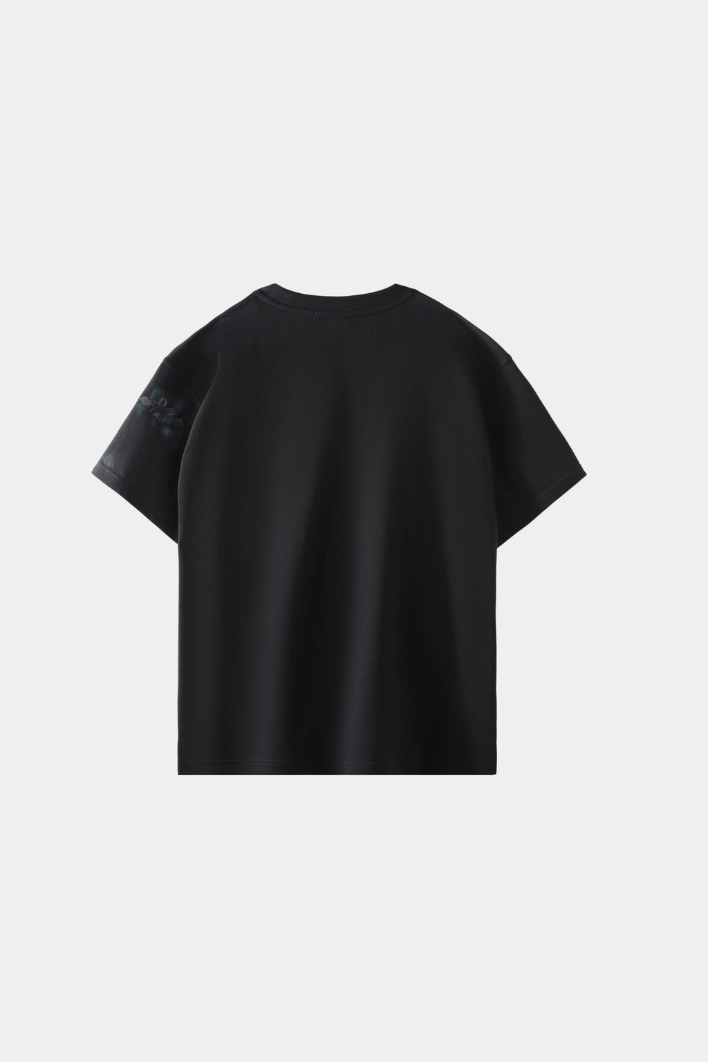 AXIS Studios Sampaguita hand-painted tee in obsidian black with dark jasmine flowers, white background.
