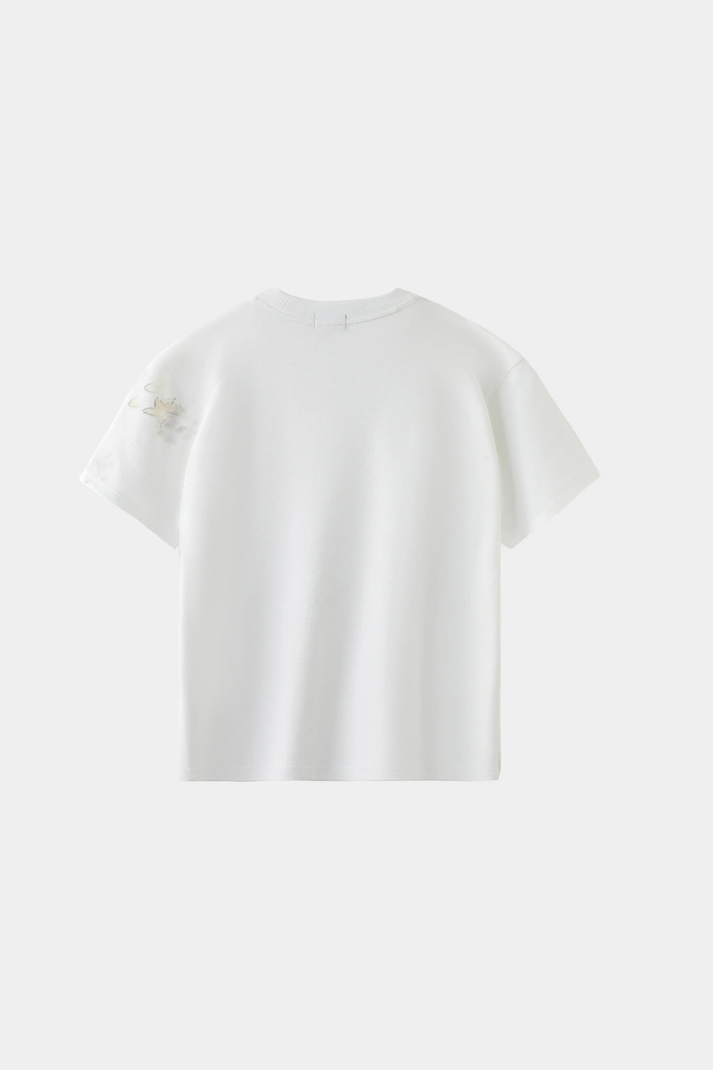 AXIS Studios Sampaguita hand-painted tee in pearl white with watercolor jasmine flowers, white background.