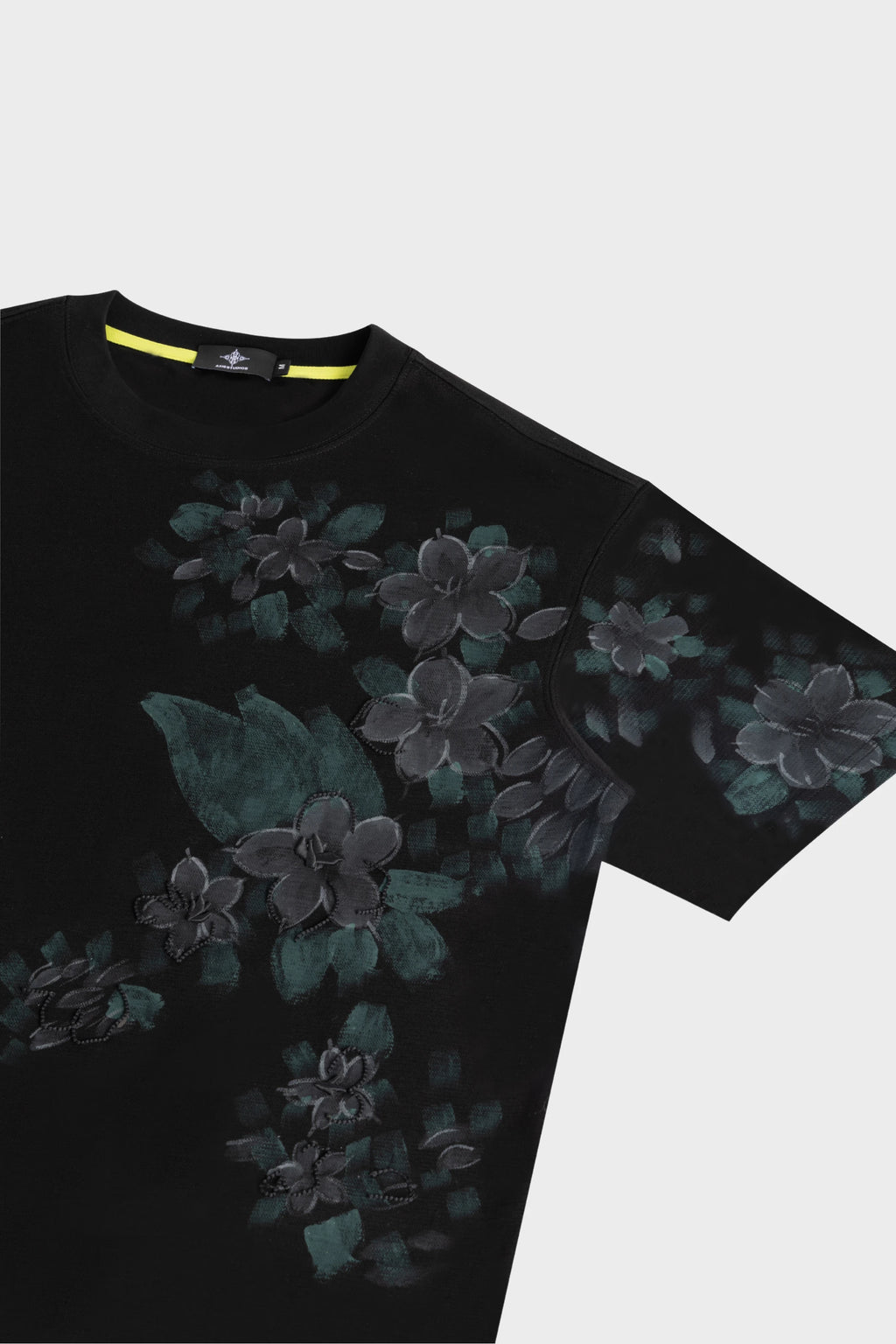SAMPAGUITA HAND PAINTED TEE - OBSIDIAN