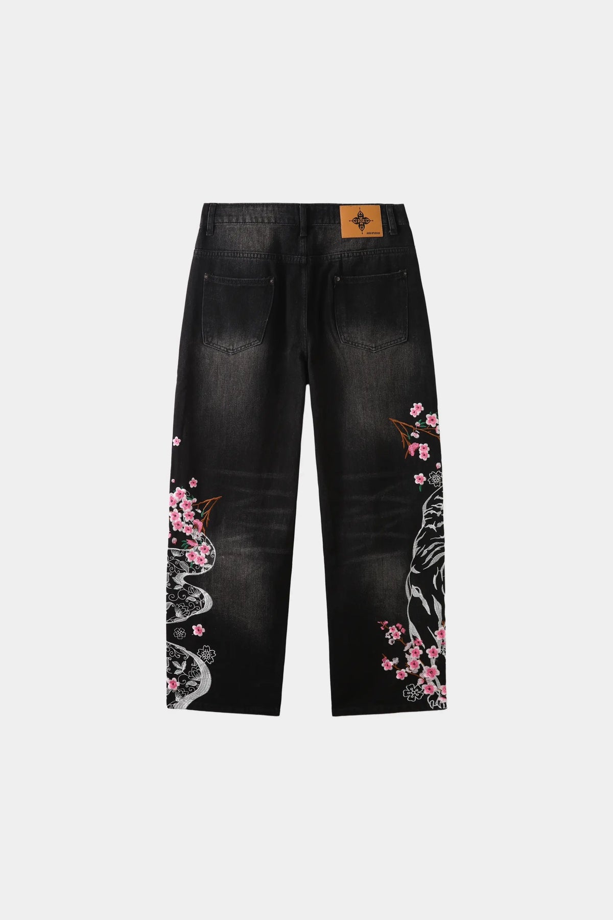 TIGER BLOSSOM EMBROIDERED BAGGY DENIM