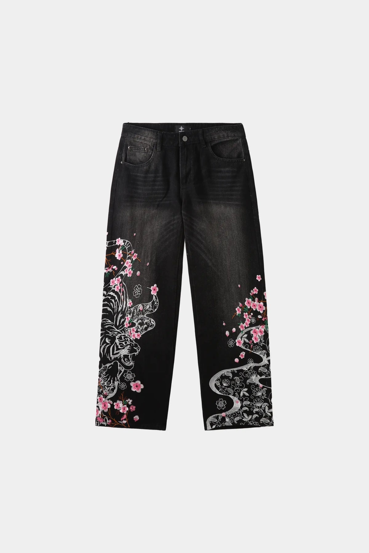 TIGER BLOSSOM EMBROIDERED BAGGY DENIM