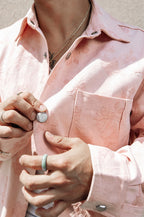 PINK CAMELLIA JACQUARD DENIM SHIRT