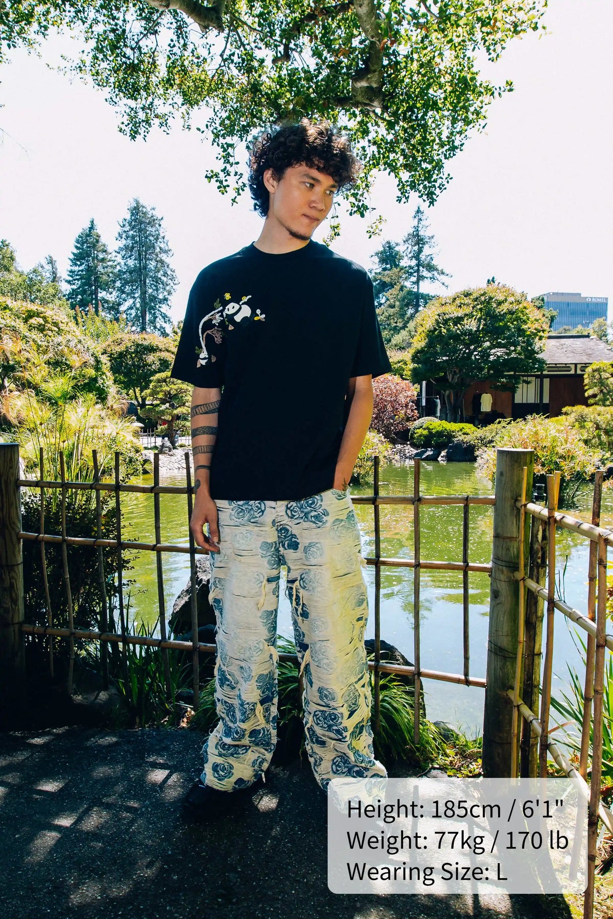 BAMBOO PANDA TEE - OBSIDIAN