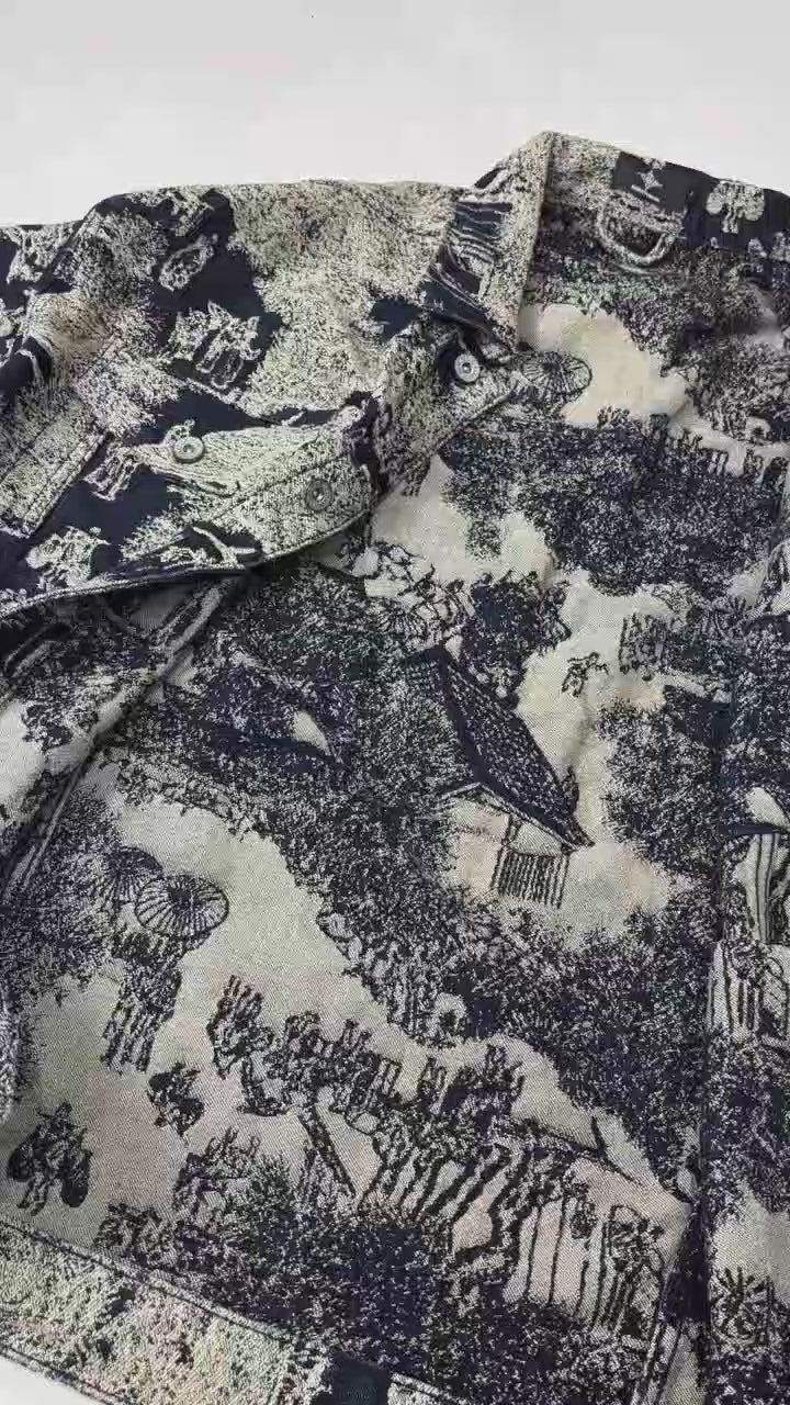 JACQUARD TAPESTRY DENIM TRUCKER JACKET